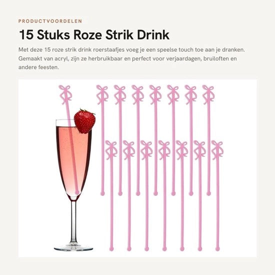 15 Stuks Strik Drink Roerstaafjes in Rosso per Feste
