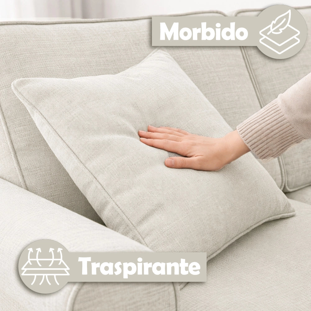 Divano Letto a 2 Posti Beige con Cuscino Memory Ergonomico con Apertura Facile