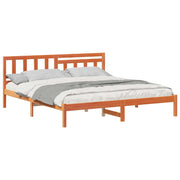 Letto matrimoniale | Letto per adulti | Struttura del letto Marrone cerato 200 x 200 cm Pino massello