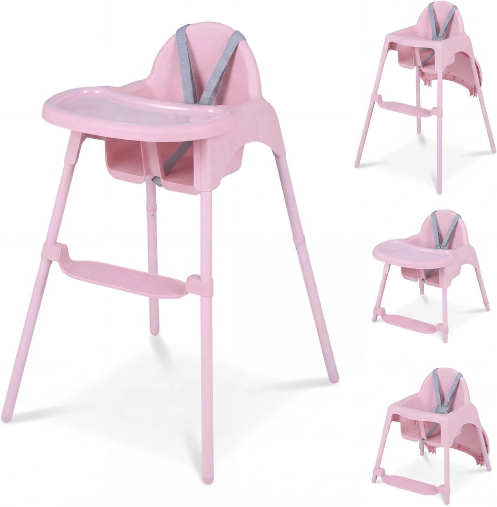 4 in 1 Seggiolone per Bambini, Vassoio Doppio Rimovibile | Cintura di Sicurezza a 5 Punti, Poggiapiedi Reversibile, per Bambini 6-36 Mesi