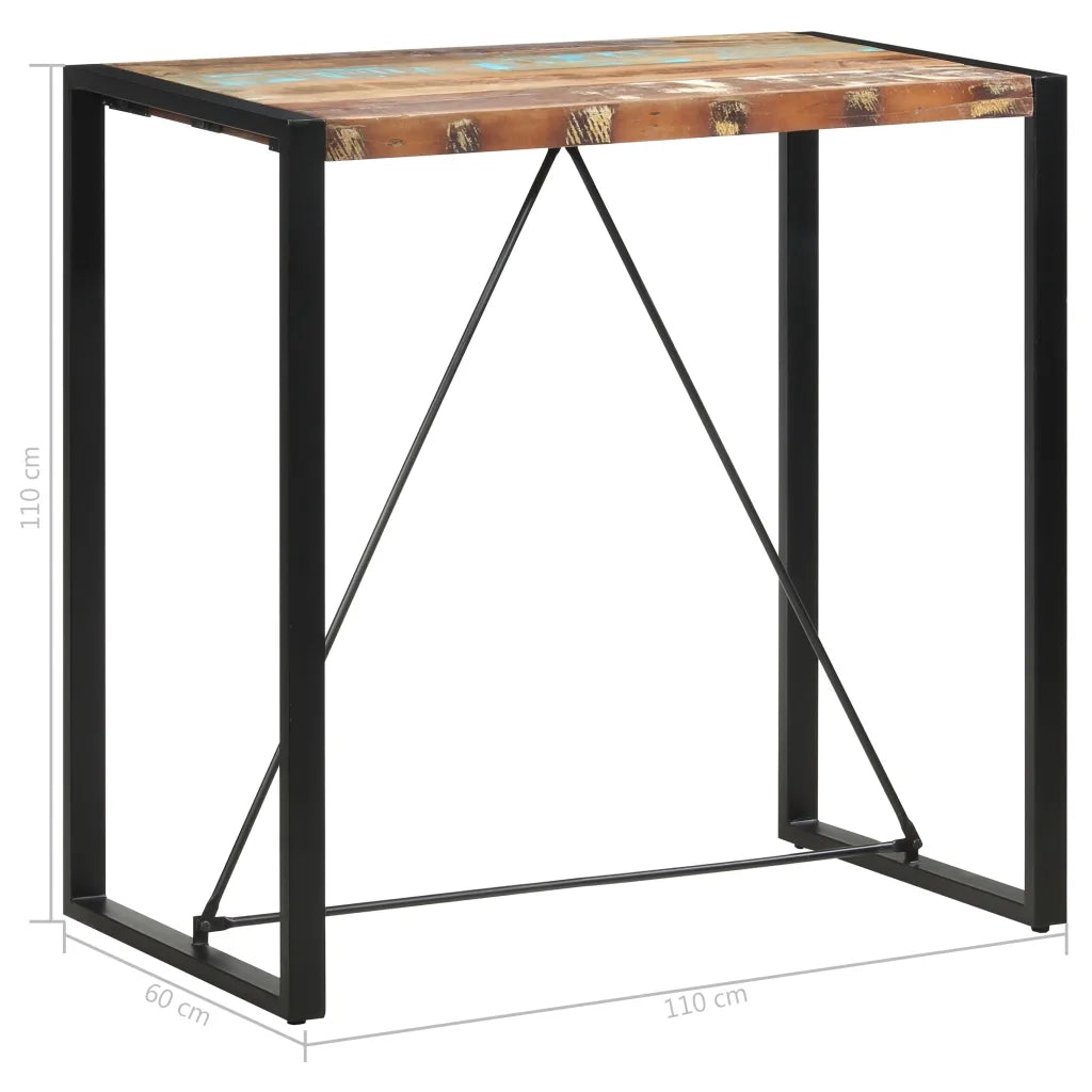Tavolo da Bar 110x60x110 cm in Legno Massello di Recupero 285955