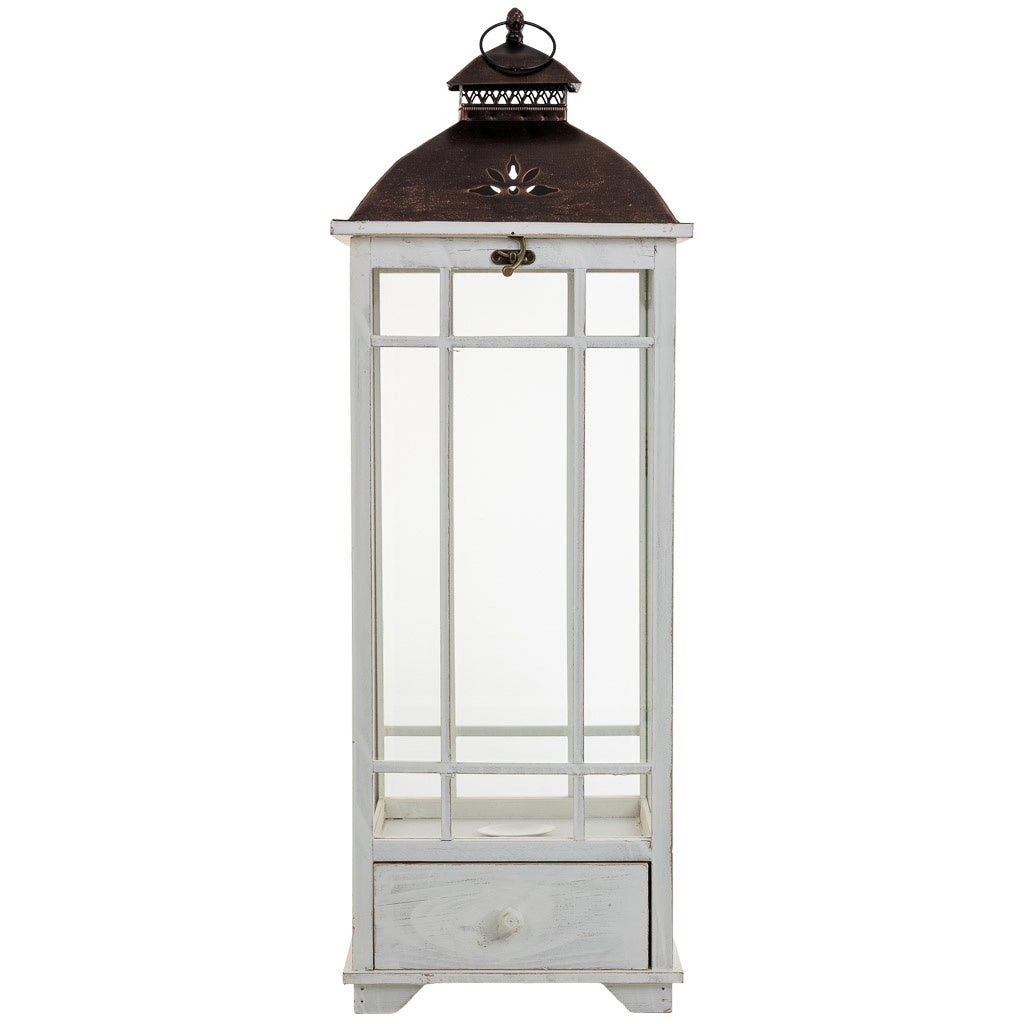 Lanterna in legno bianco 32x26x92h cm
