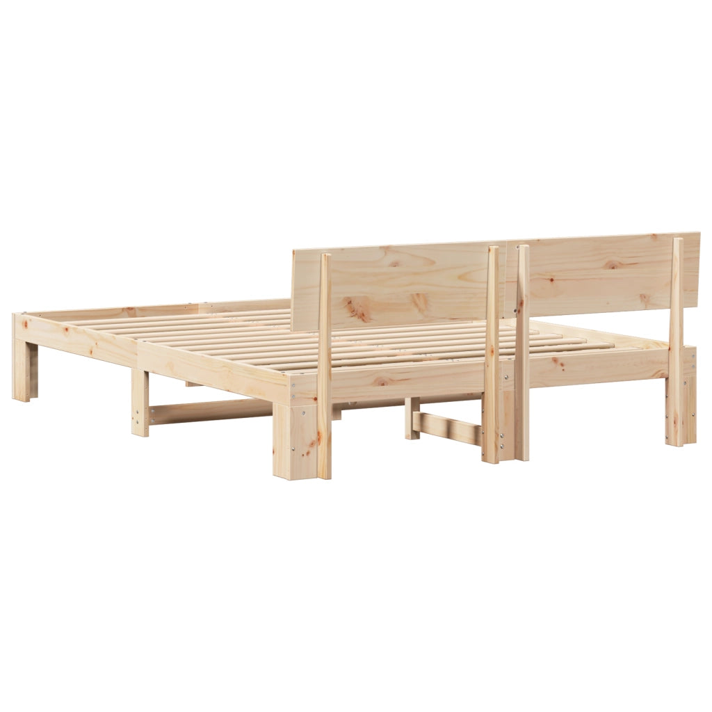 Struttura Letto con Testiera 160x200 cm Legno Massello di Pino