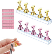 Display Stand per Finte Unghie - Supporto Magnetico per Finte Unghie - Giallo e Rosa - Stendardo di Allenamento per Finte Unghie