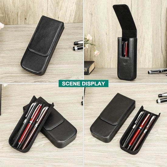 Penne portatile in pelle - chiusura magnetica - contenitore rimovibile per penne - Nero - 3 Organizzatore per Penna