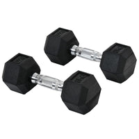 Set di 2 Manubri Esagonali da 6 kg con Presa Antiscivolo e Rivestimento in Gomma Nero