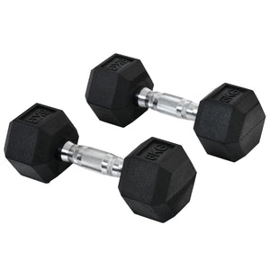 Set di 2 Manubri Esagonali da 6 kg con Presa Antiscivolo e Rivestimento in Gomma Nero