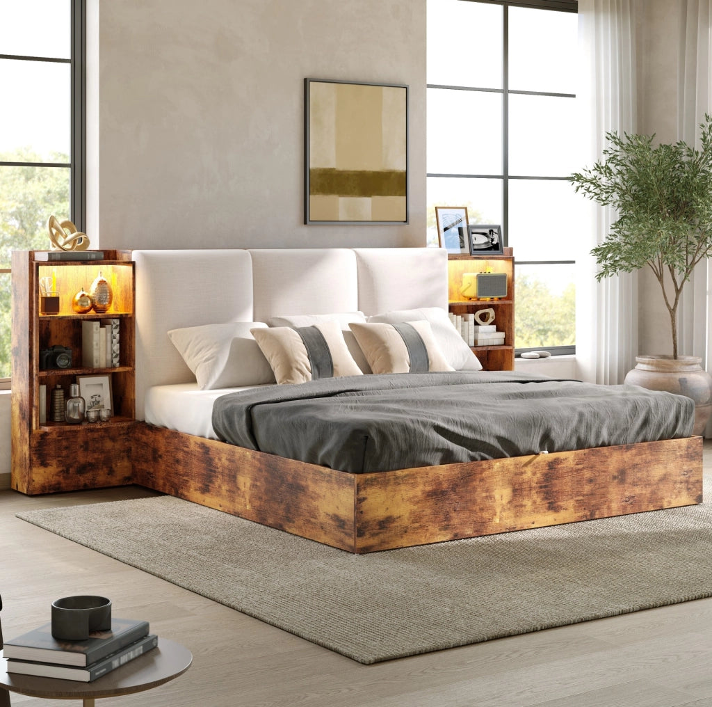 Letto matrimoniale 180x200 cm con contenitore idraulico e LED