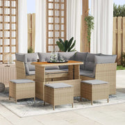 Set Divano da Giardino 9 pcs Beige polyrattan