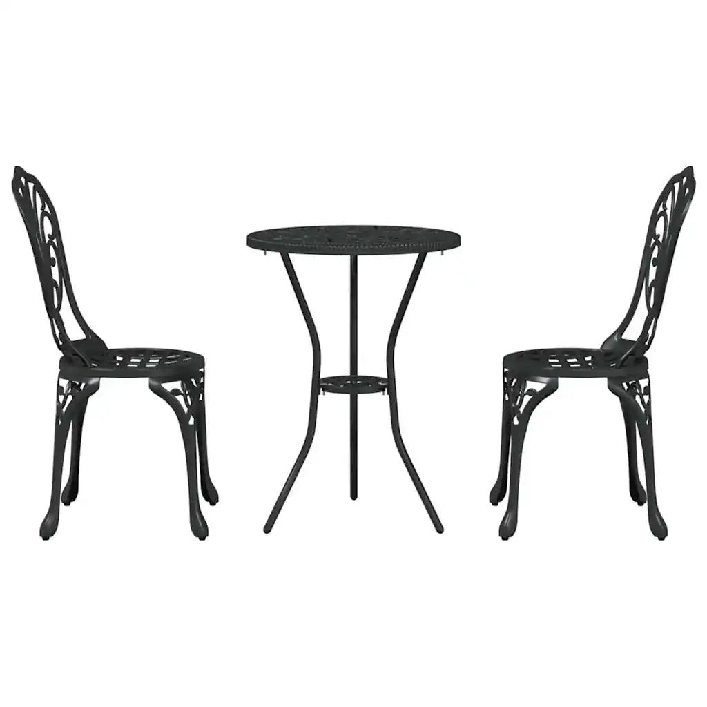 Set Bistro da Giardino 3 pz | Set Salotto da Giardino Nero Alluminio