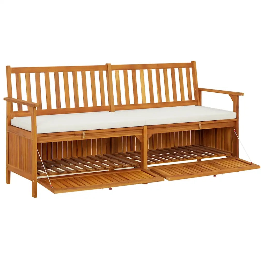 CassaPanca da Giardino | Panchina con Cuscino 170 cm in Legno Massello di Acacia
