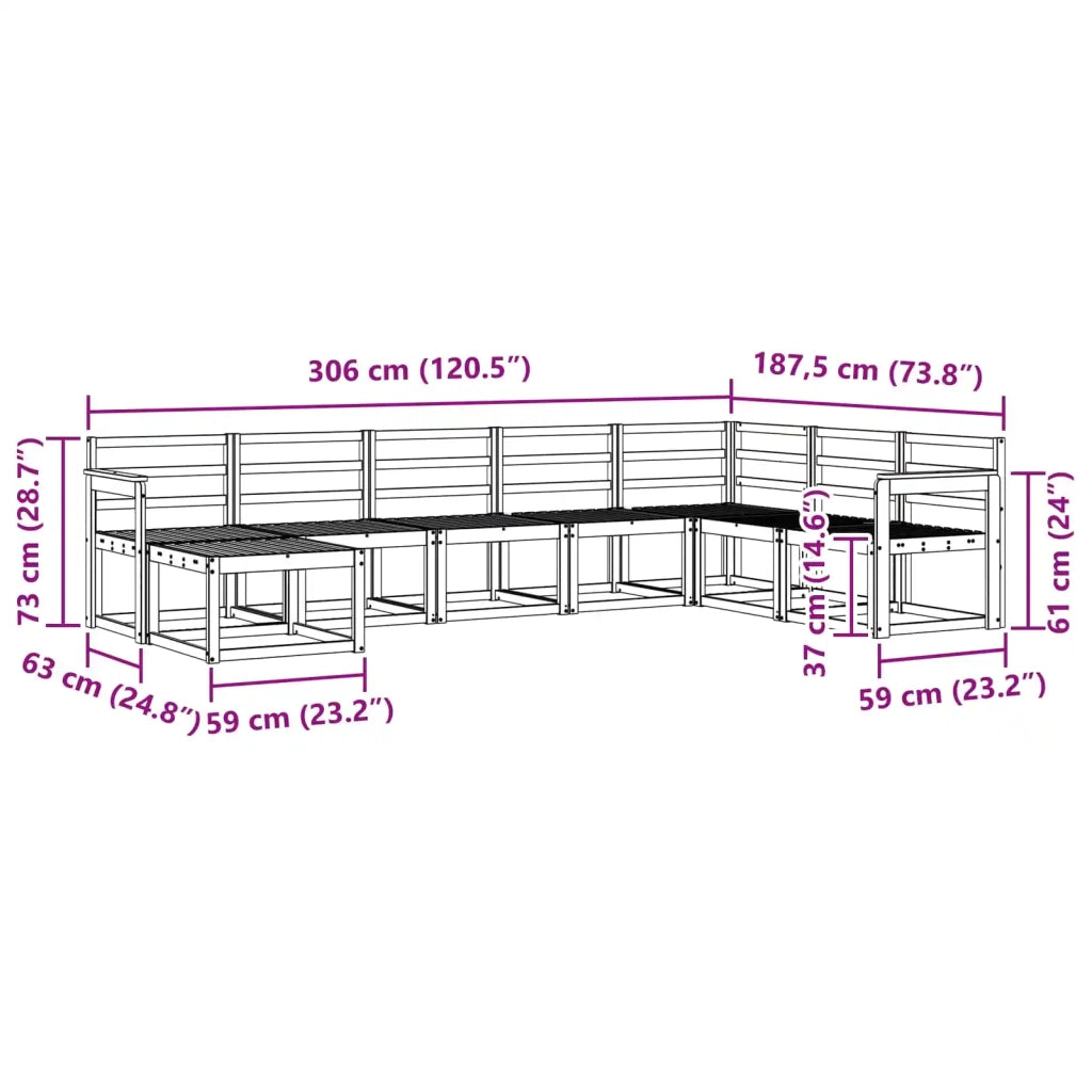 Set di divani da esterno 8 pcs Bianco Legno di Acacia Massello 3388038