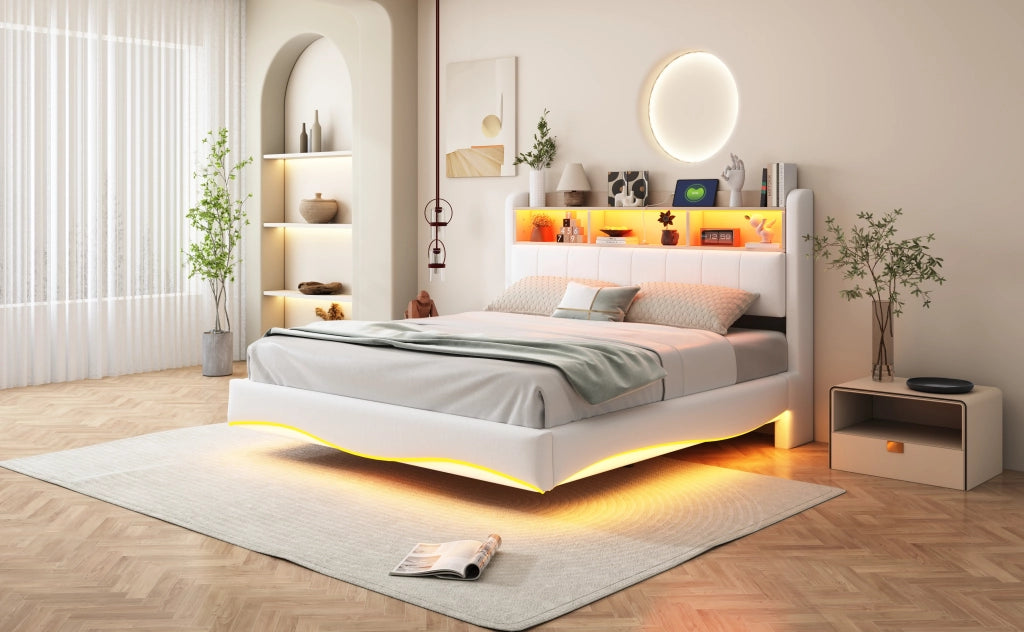 letto imbottito lino beige 160 x 200 cm