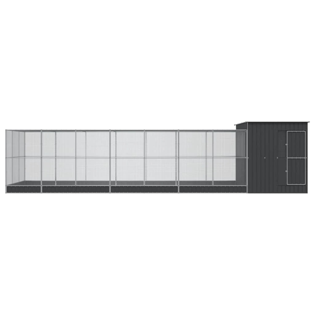Voliera a gabbia con estensione in argento 911 x 303 x 216 cm acciaio argento 02_0045667