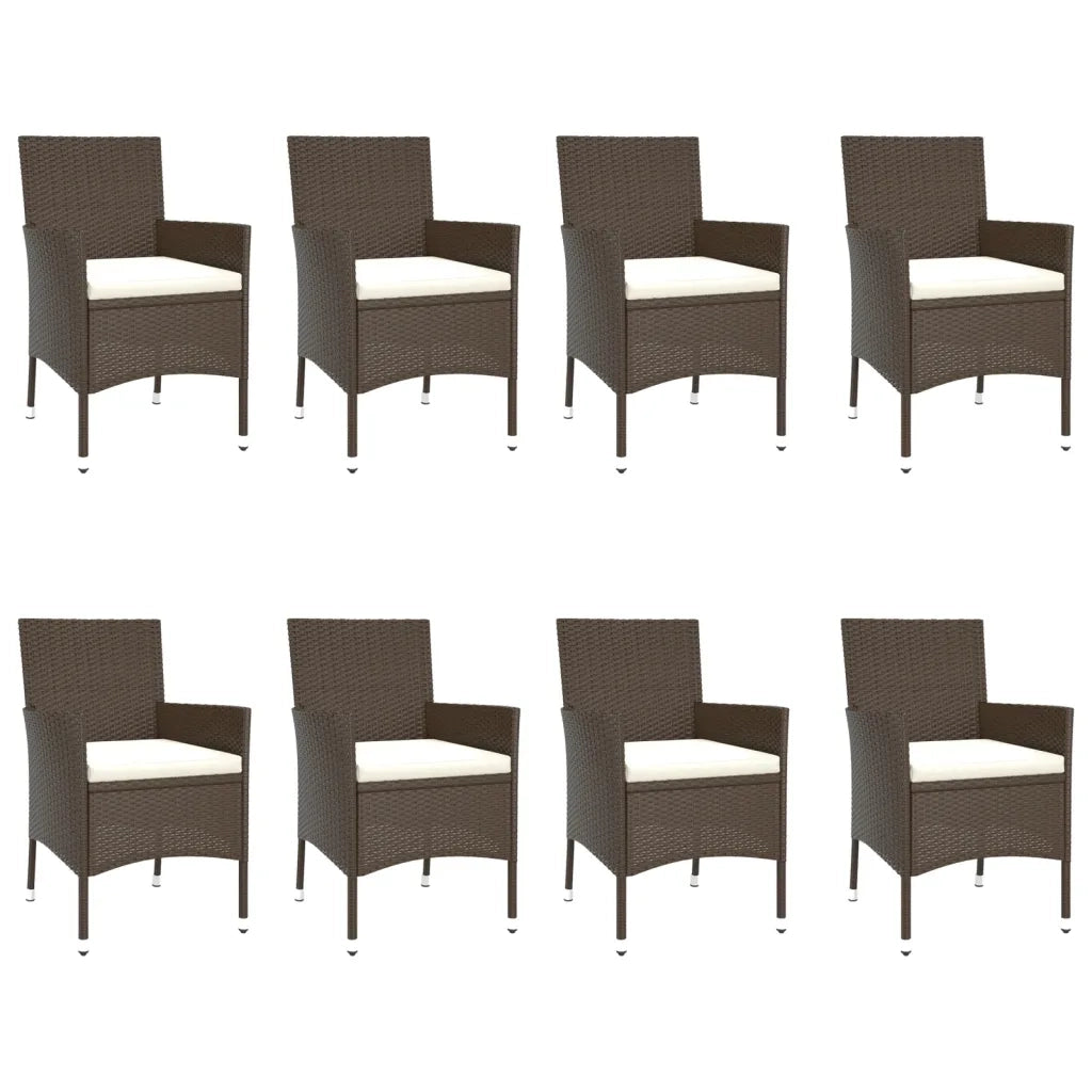 Set da Pranzo da Giardino 9pz con Cuscini Marrone in Polyrattan 3187314