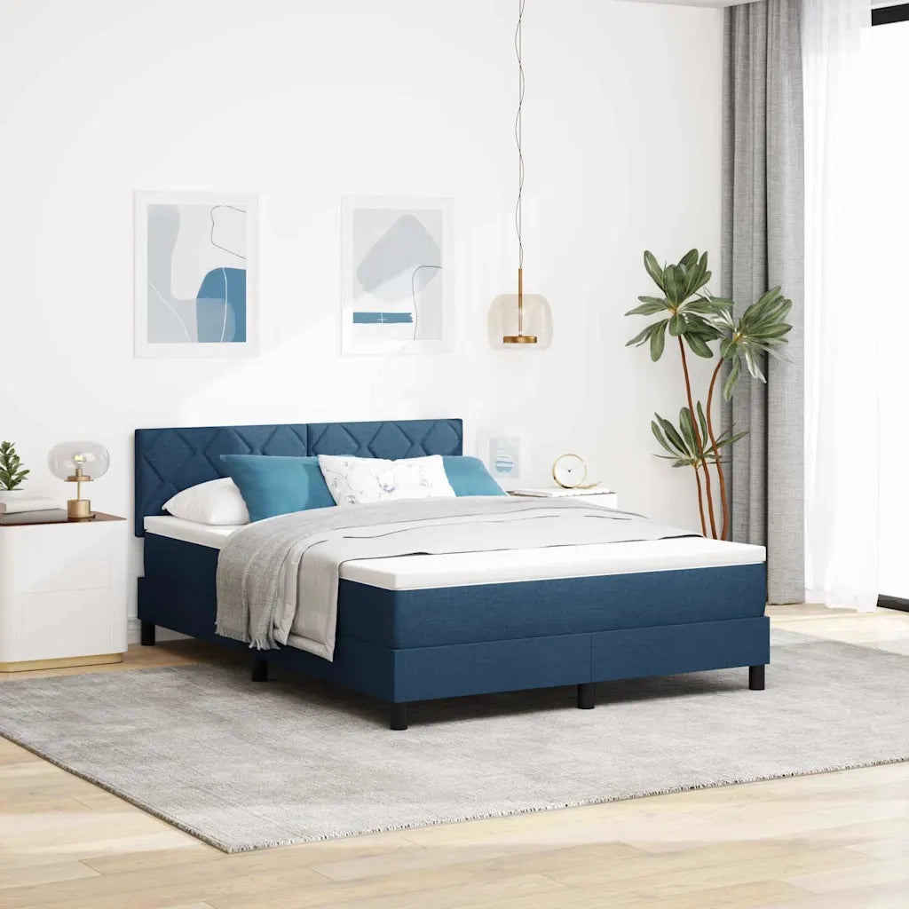 Letto a molle con materasso con led Blu 160 x 200 cm Tessuto 3342302