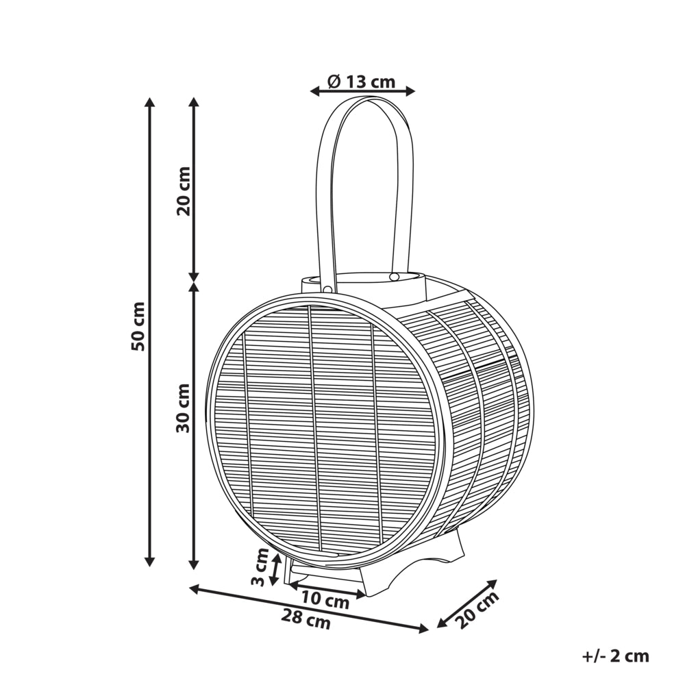 Lanterna porta candela in rattan naturale forma tonda 30 cm in stile boho per interni ed esterni