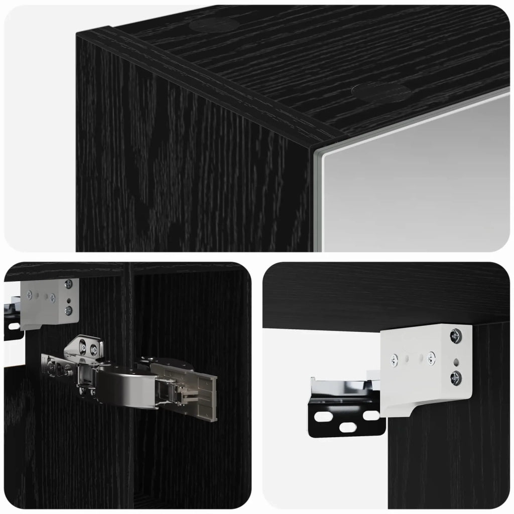 Mobiletto per specchio da bagno Rovere Nero 60 x 14.5 x 70 cm 889184