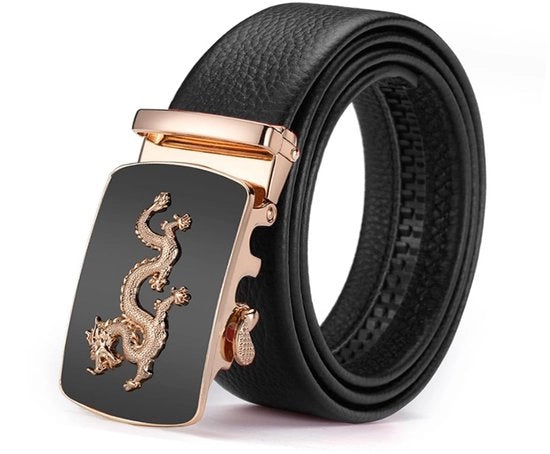 Cinturino Uomo Nero Pelle - Cinturino Adattabile - Chiusura Automatica - Cinturino Uomo per Abbigliamento di Ufficio - Utilizzo Giornaliero - Ideale Regalo - Cinturino