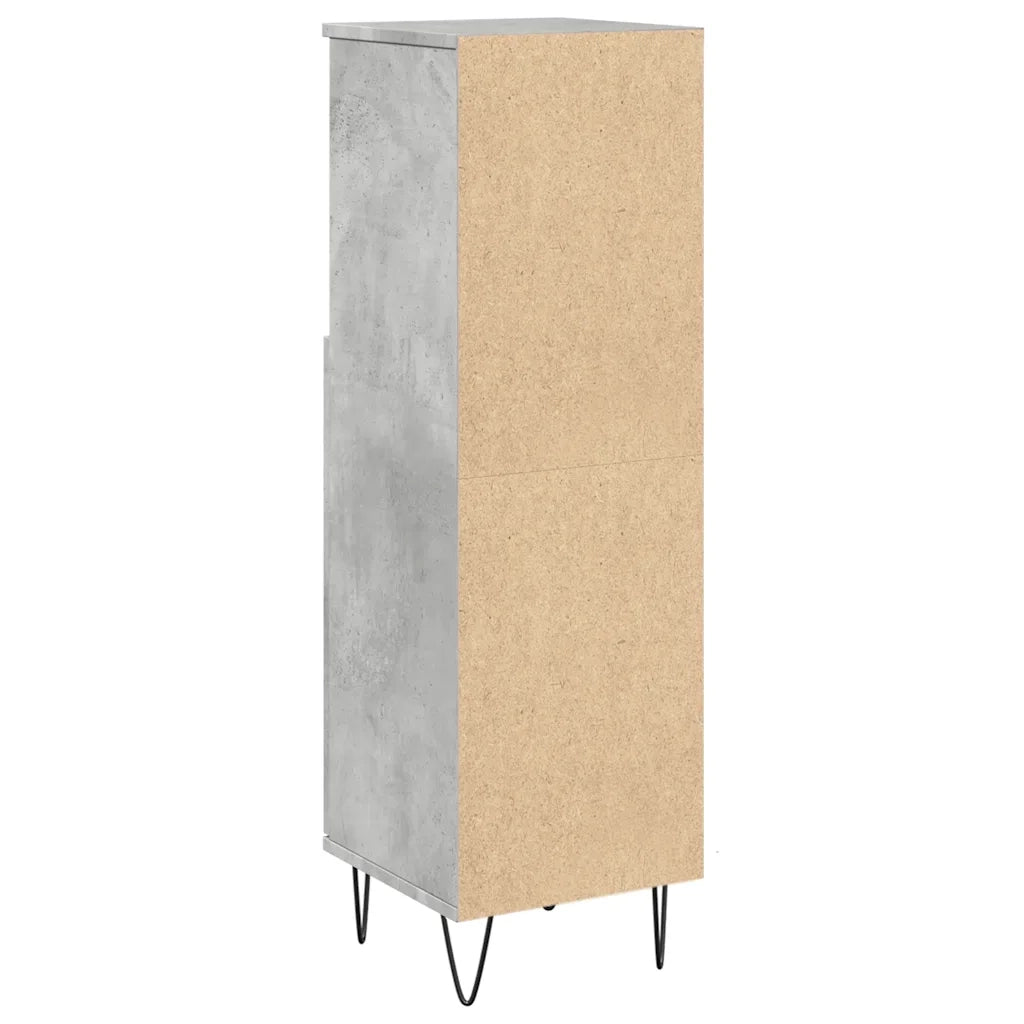 vidaXL Armadietto Bagno Grigio Cemento 30x30x100 cm Legno Multistrato