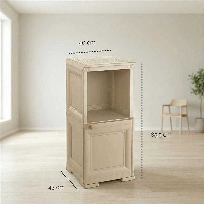 MOBILE 1 MODULO CON ANTA LEGNO E 1 MODULO SCAFFALE ANGORA 40X43X85,5 CM – CONTENITORE VERTICALE SALVASPAZIO PER ZONA LIVING E INGRESSO
