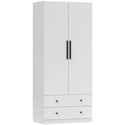 Armadio a 2 Ante con Appendiabiti e 2 Cassetti ¨C Zephmum ¨C Bianco MDF 120x200x50