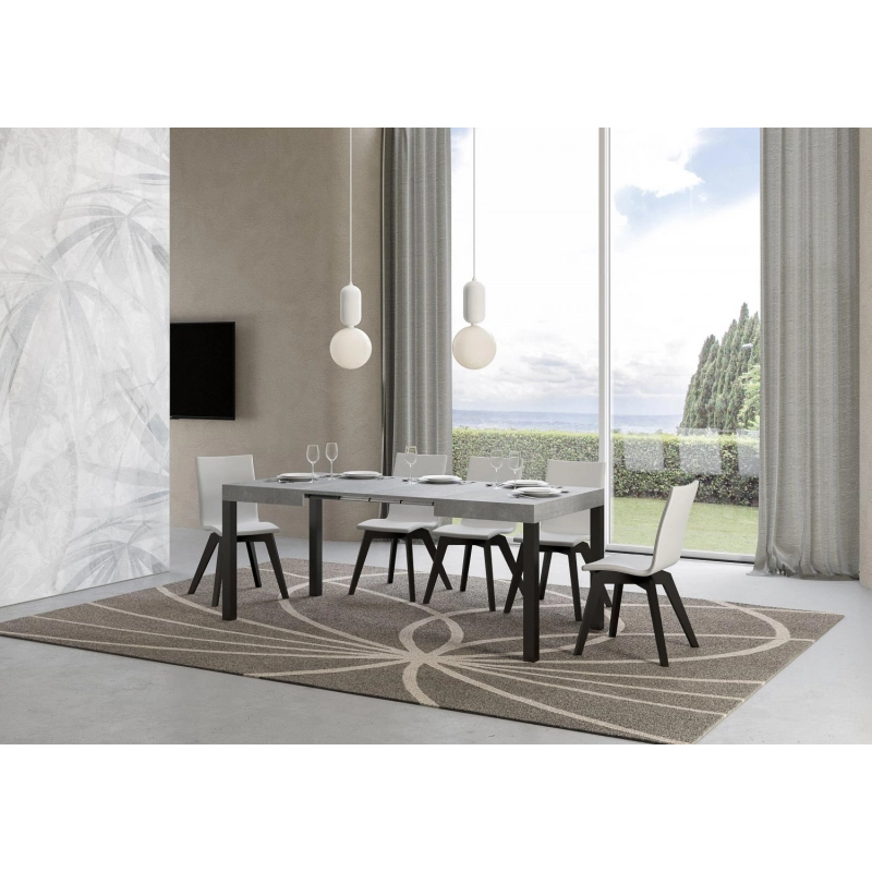 Tavolo allungabile 80x120/204 cm Everyday telaio Antracite - Cemento