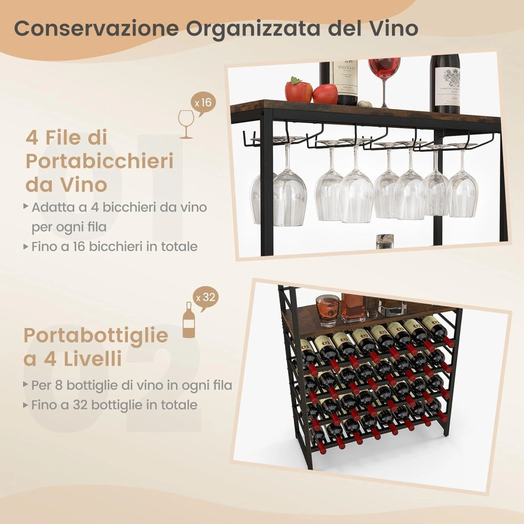 Portabottiglie per Vino Industriale da Pavimento con 4 Livelli, Cremagliera per Vino Indipendente, Scaffale per Bottiglie di Vino per Cucina, Sala da Pranzo