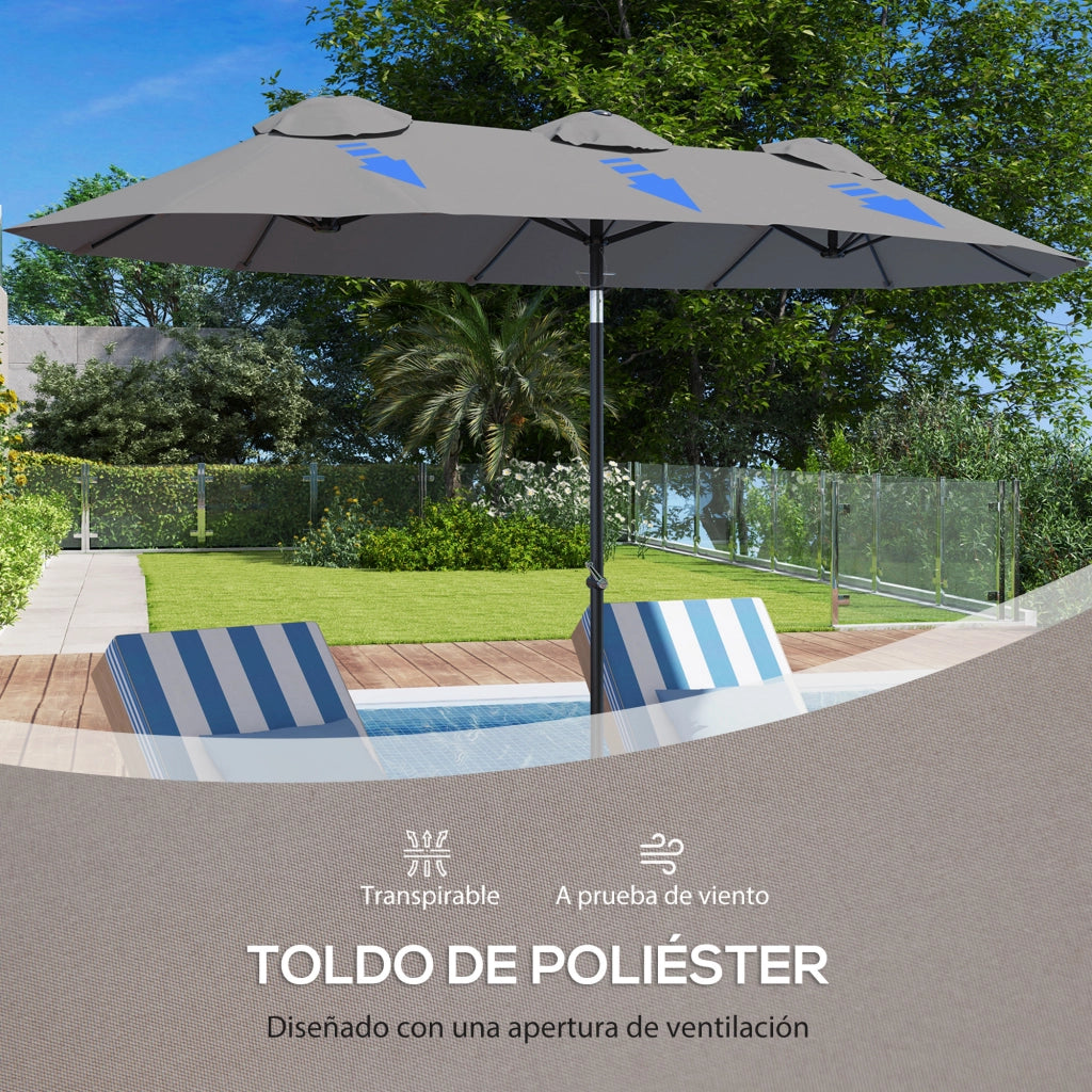 Ombrellone da Giardino Doppio ¨C zephmum ¨C Grigio 295x152x222 cm