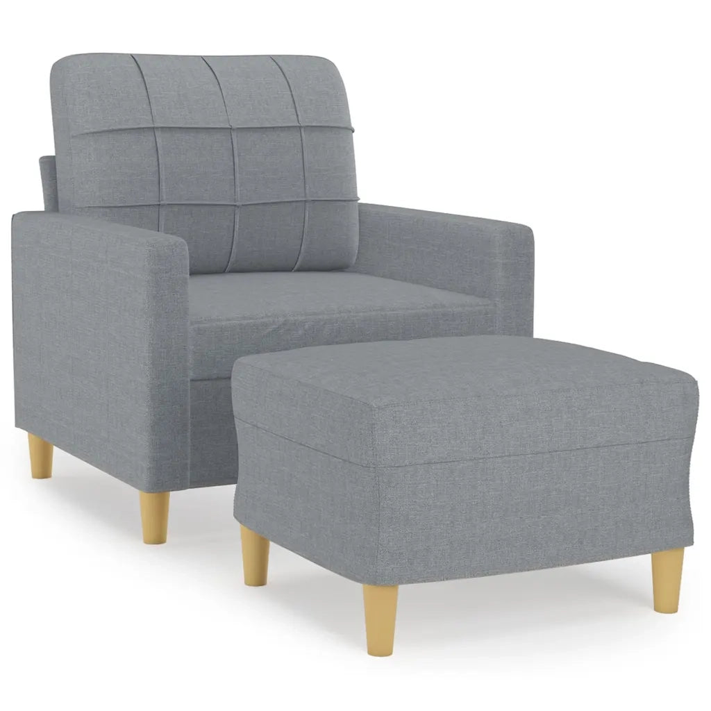 Poltrona | Sedia Relax con Poggiapiedi Grigio Chiaro 60 cm in Tessuto
