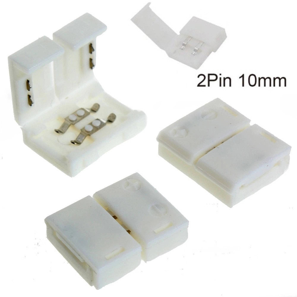 Trade Shop - 4 X Connettore 10 Mm A Clip Per Strip Strisce A Led Mono Colore Maschio Maschio -
