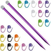 Breinaaldi in Acciaio Lega 12 mm - Misura UK - Lunghezza 35 cm - Inclusi 20 Segnalatori di Puntura Colorati - Leggero per Mani con Artrite - Legera in Alluminio di Alta Qualità - Breinaledi per Arredamento