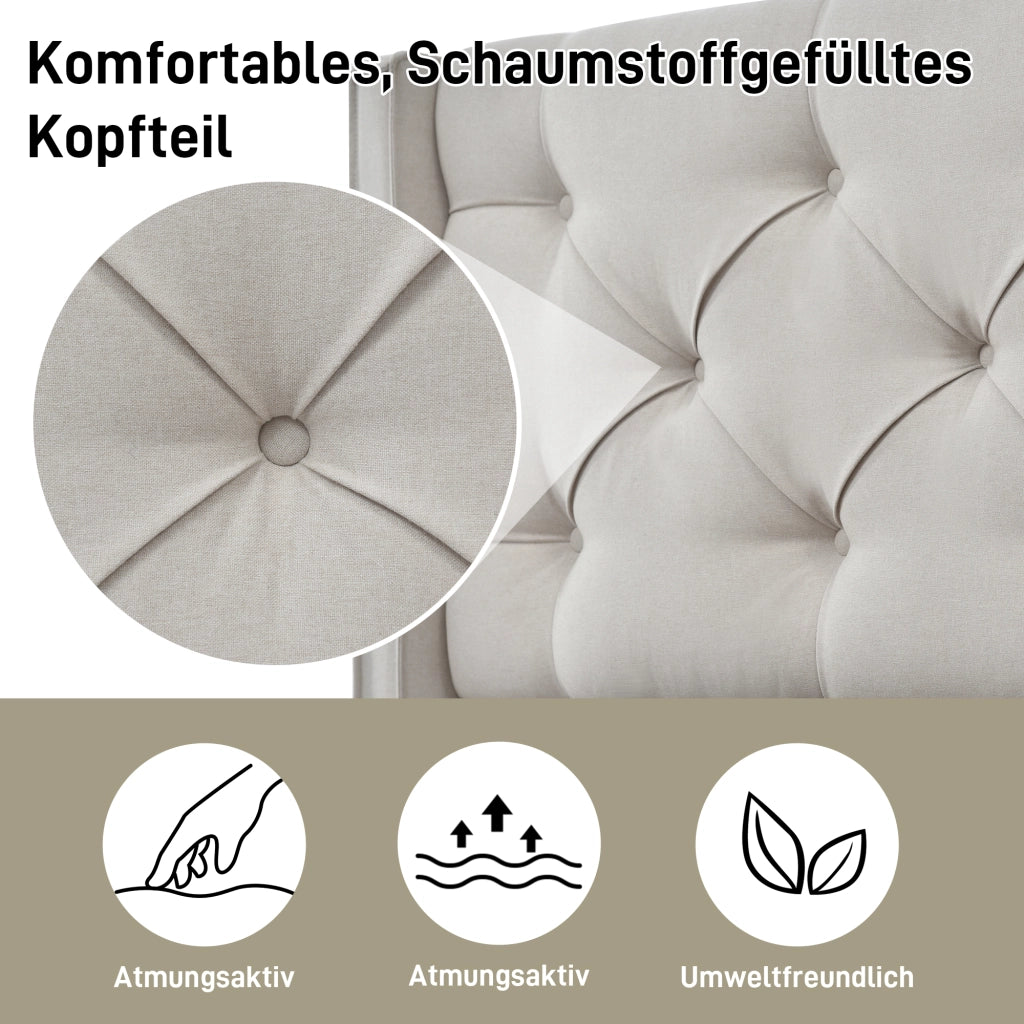 letto imbottito cotone grigio chiaro 140x200 cm