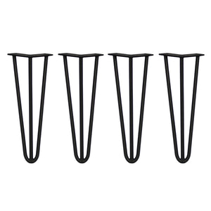 4 Gambe per Tavolo a Forcina SkiSki Legs 35,5cm Acciaio Nero 3 Rebbi 12mm
