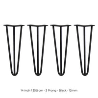 4 Gambe per Tavolo a Forcina SkiSki Legs 35,5cm Acciaio Nero 3 Rebbi 12mm