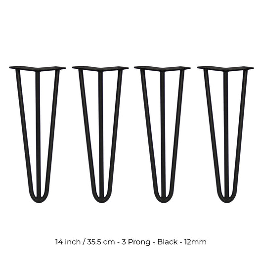 4 Gambe per Tavolo a Forcina SkiSki Legs 35,5cm Acciaio Nero 3 Rebbi 12mm