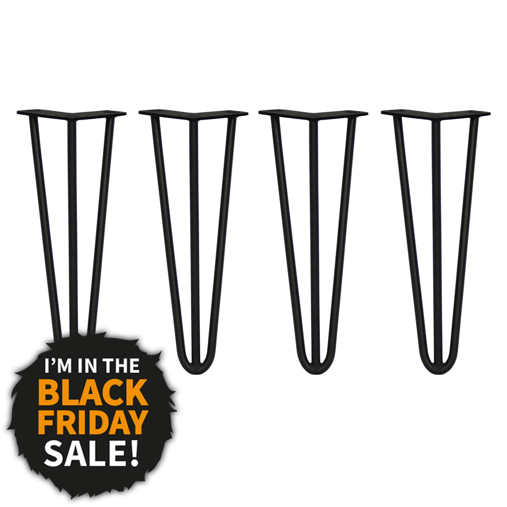 4 Gambe per Tavolo a Forcina SkiSki Legs 35,5cm Acciaio Nero 3 Rebbi 12mm