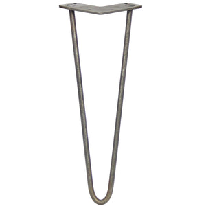 4 Gambe per Tavolo a Forcina SkiSki Legs 35,5cm Acciaio Naturale 2 Rebbi 10mm