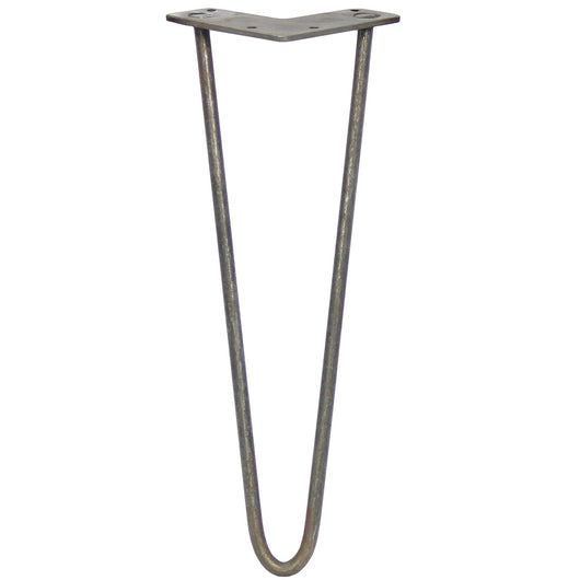 4 Gambe per Tavolo a Forcina SkiSki Legs 35,5cm Acciaio Naturale 2 Rebbi 10mm