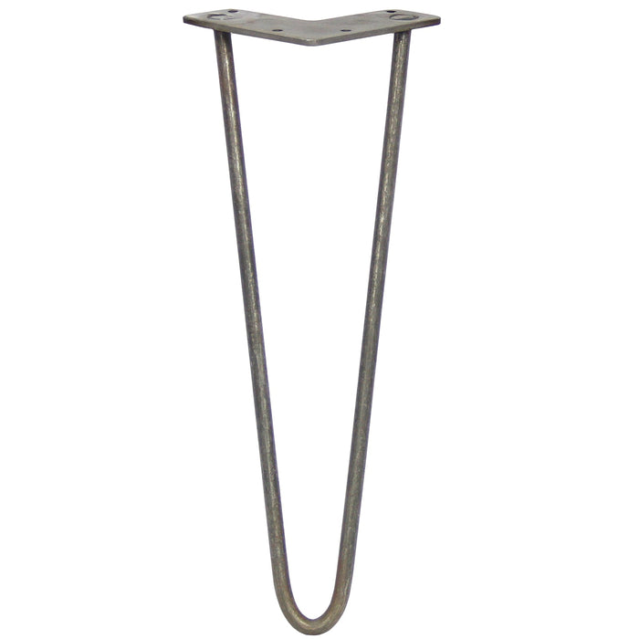 4 Gambe per Tavolo a Forcina SkiSki Legs 35,5cm Acciaio Naturale 2 Rebbi 10mm