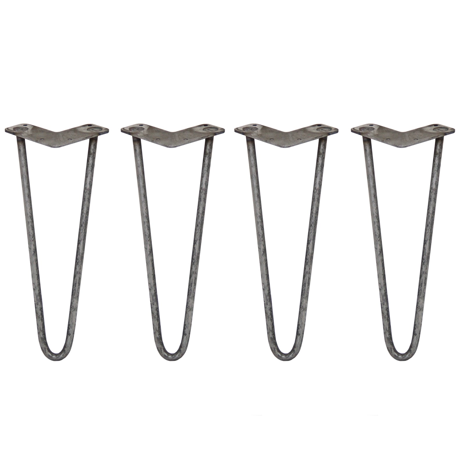 4 Gambe per Tavolo a Forcina SkiSki Legs 35,5cm Acciaio Naturale 2 Rebbi 12mm