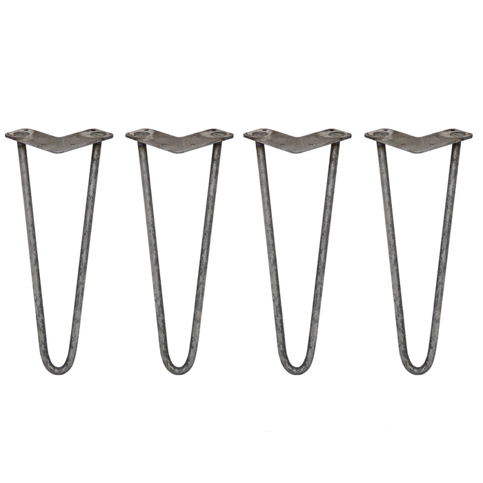 4 Gambe per Tavolo a Forcina SkiSki Legs 35,5cm Acciaio Naturale 2 Rebbi 12mm