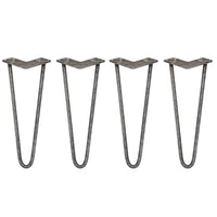 4 Gambe per Tavolo a Forcina SkiSki Legs 35,5cm Acciaio Naturale 2 Rebbi 12mm