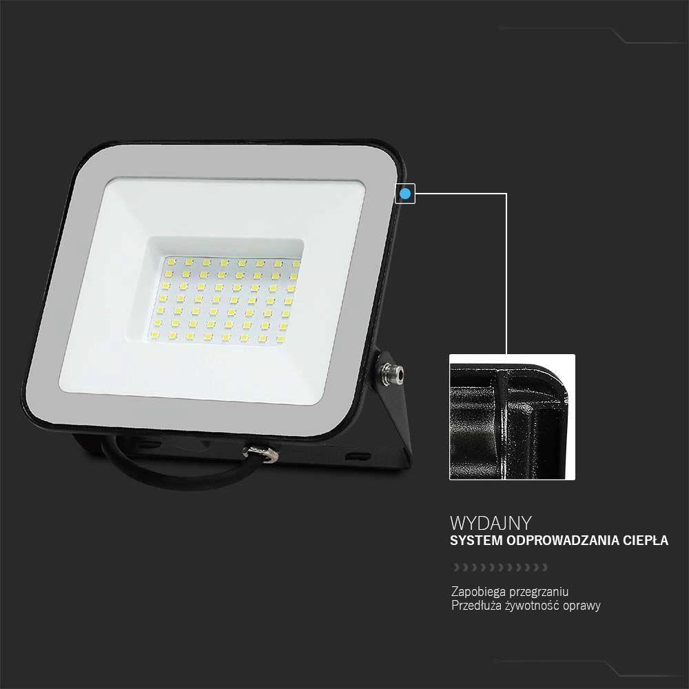 Faro LED 50W 6500K 4270lm Samsung IP65 nero V-TAC