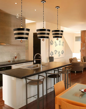 Sospensione Contemporanea South Beach Acciaio Nero Bianco 1 Luce E27