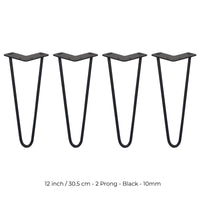 4 Gambe per Tavolo a Forcina SkiSki Legs 30,5cm Acciaio Nero 2 Rebbi 10mm