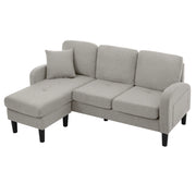 Divano angolare 3 posti con chaise longue reversibile e design modulare in tessuto grigio
