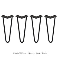 4 Gambe per Tavolo a Forcina SkiSki Legs 30,5cm Acciaio Nero 2 Rebbi 12mm