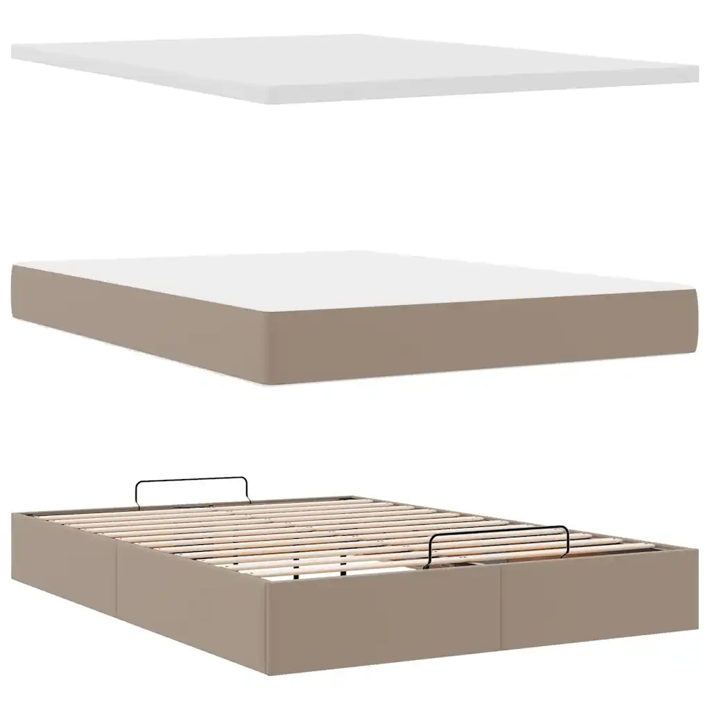 vidaXL Struttura Letto Pouf con Materasso 140x190 cm Similpelle