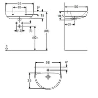 LAVABO SELNOVA CERAMICA BIANCA 65CM